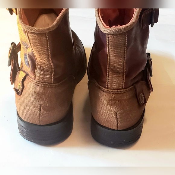 London Underground Y2K Vintage Rust Brown Ankle Boots Buckle - Picture 5 of 10